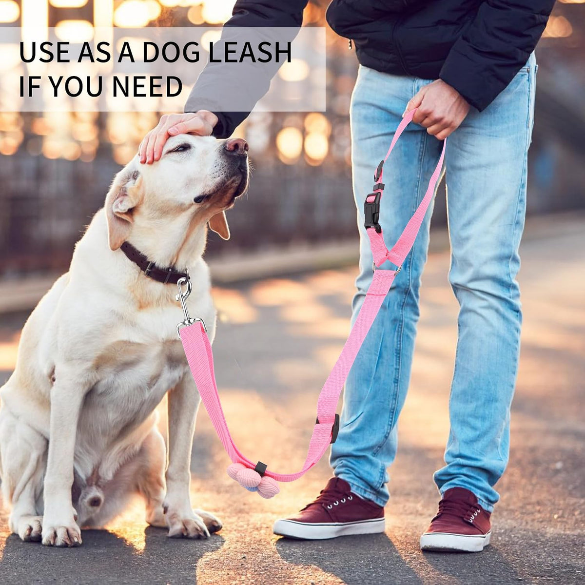 YAOHDAO Dog Seat Belt Harness for Car - Pink with Flowers - image 4