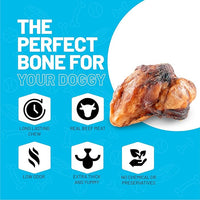 Sitka Farms Premium Smoked Beef Knee Caps - 12 Count - Natural Long Lasting Dog Treats - Low Fat High Protein Dog Bones