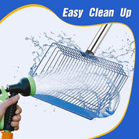Large Chicken Poop Scooper, Heavy Duty Chicken Coop Scoop for Sand, 35" to 64" Adjustable Stainless Steel Handle, Multifunctional Sifting Shovel for Chicken Coop/Goat Stall/Stable Cleaning