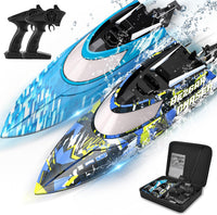 BEZGAR TX2P1,2 Packs 30 KPH RC Boats with Suitcase for Kids – Fun for Kids & Family - Blue