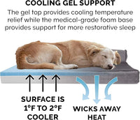 Furhaven Cooling Gel Dog Bed for Medium/Small Dogs w/ Removable Bolsters & Washable Cover, For Dogs Up to 35 lbs - Plush & Velvet L Shaped Chaise - Platinum Gray, Medium