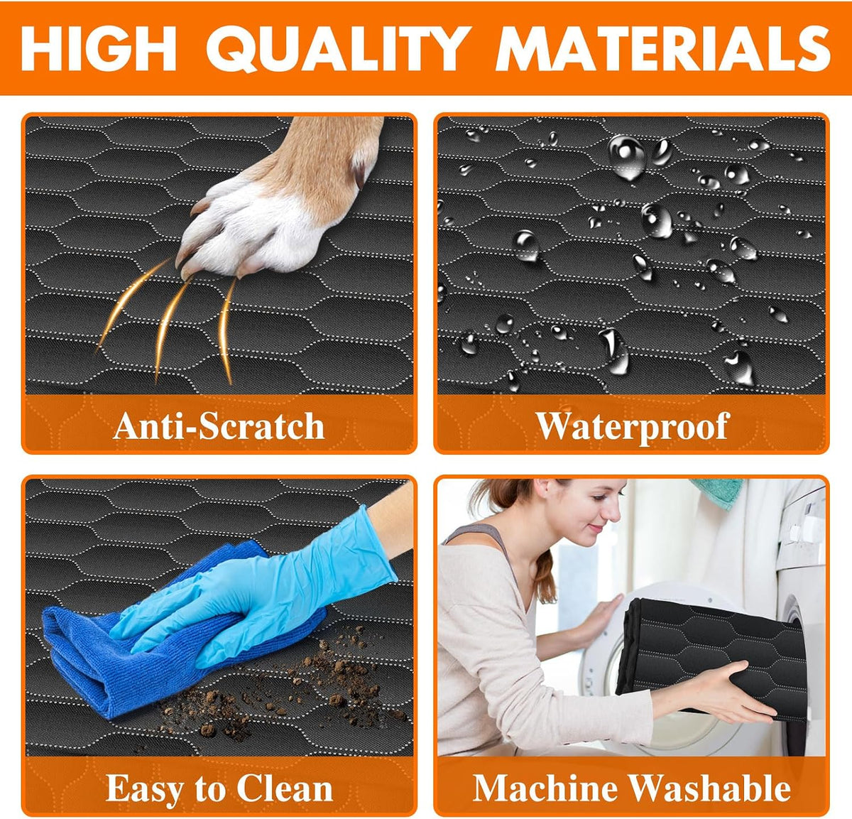 Waterproof Dog Car Seat Cover for Back Seat, Pet Hammock, L - Black,Orange / Small,Sanitary Pad Mesh - image 4