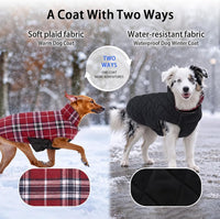 Winter Dog Jackets, Reversible Dog Coat with Leash Hole - Red / 2XL - image 3