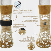 Anti Slip Dog Socks to Prevent Licking Paws - Medium (4 Count) / Khaki - image 2