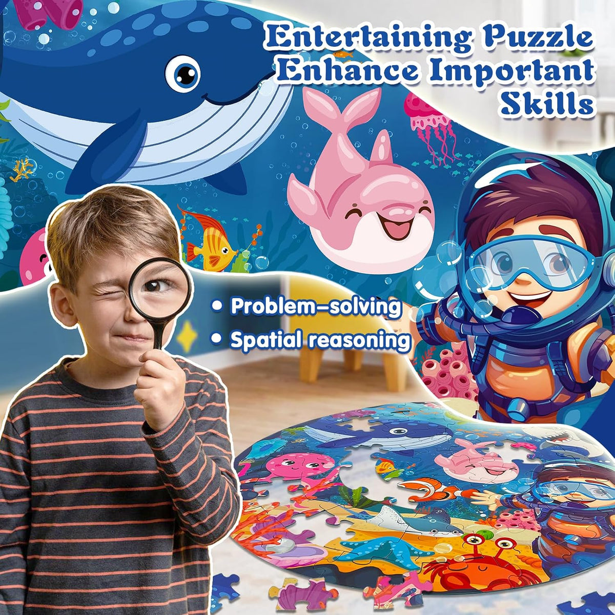 TALGIC Jumbo Floor Puzzle for Kids Ages 4-6 - Underwater - image 2