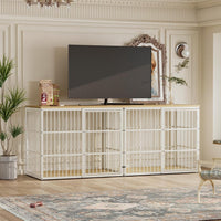 Lyromix 86.62'' Dog Crate Furniture Large Breed TV Stand, Grey – Essentials for Dogs - Natural Beech / 94.5"L x 29.1"W x 37.6"H / TV Stand Crate - image 3