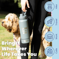 Rubyloo Dog Mom Water Bottle with Detachable Bowl for Dog Lovers – Essentials for Dogs - Love My Dog: Smoky Grey - image 3