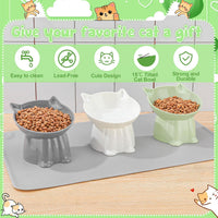 3 Pcs Raised Cat Bowl 15° Elevated Cat Food Bowl Tilted Cats Bowls - Green, Grey, White - image 3
