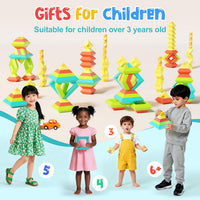 Ggiibro sorting stacking toys, 40 colorful pyramid blocks with storage box - view 12