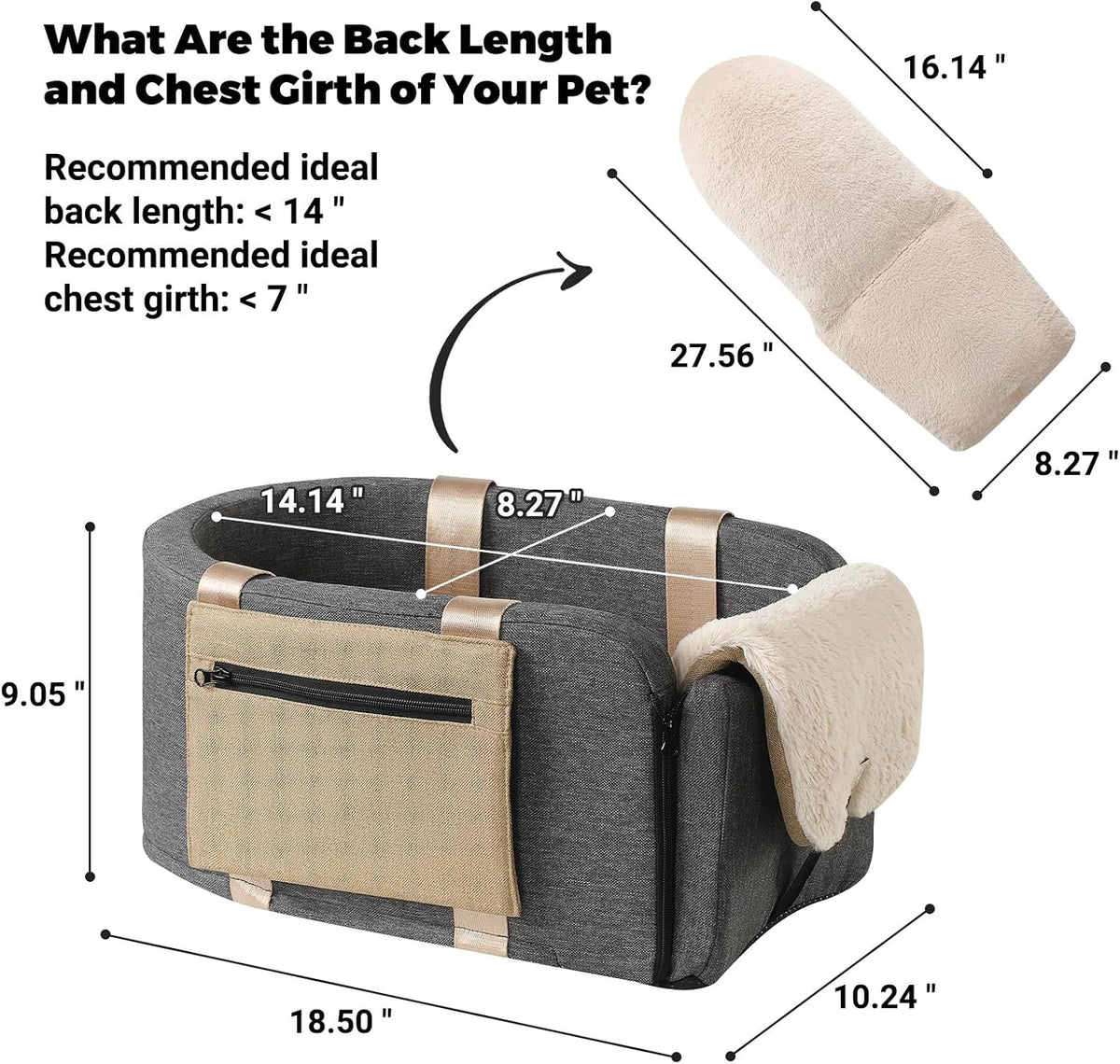 Center Console Dog Car Seat for Dogs to 18lbs, Fits Cars, Trucks - Dog Car Seat & Carrier - image 2