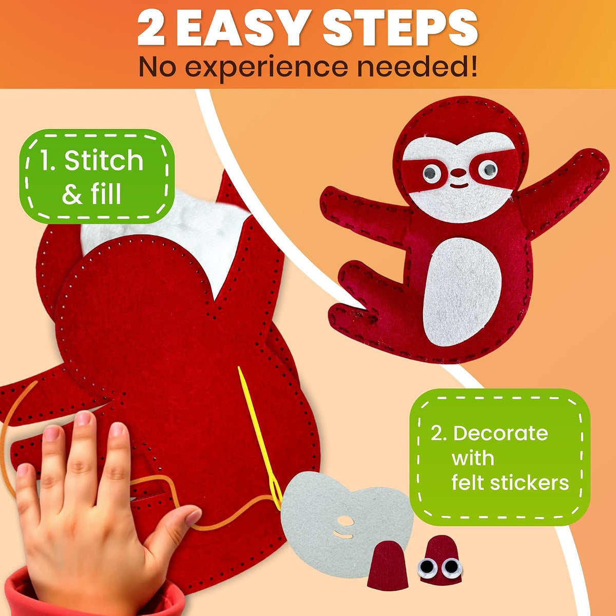 QUOKKA kids sewing kit with 12 felt toy projects and storage box - view 15