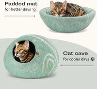 Cat Cave, New Zealand Wool Bed for Indoor Cats - Pistachio / Large - image 4