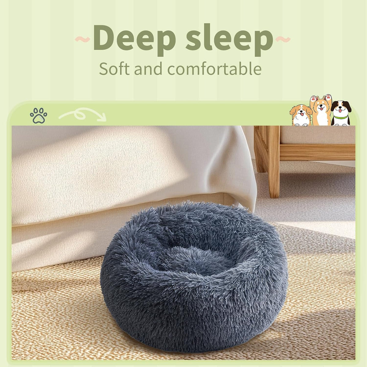 Comfort Donut Dog Bed, Ultra-Soft Pet Bed with Neck Support - 20''Lx20''Wx8''Th / Gray - image 4