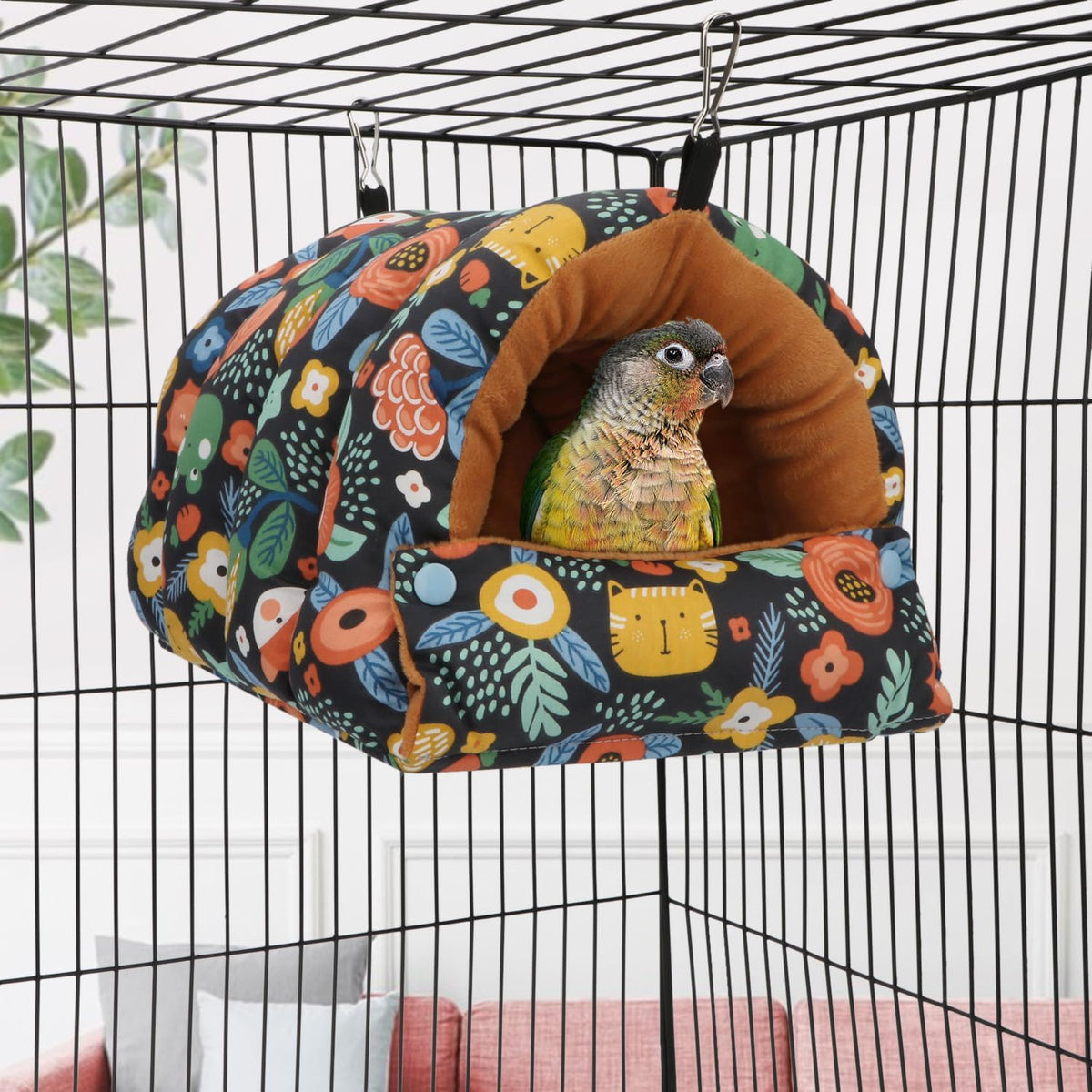 Wontee Bird Nest House Winter Warm Snuggle Hut Bird Bed Hanging - Large / Black - image 2