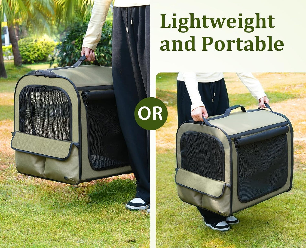 Dog Car Carrier Light Weight 24×17.7×20.5in - Green(Expandable) / 24.0"L x 17.7"W x 20.5"H - image 2