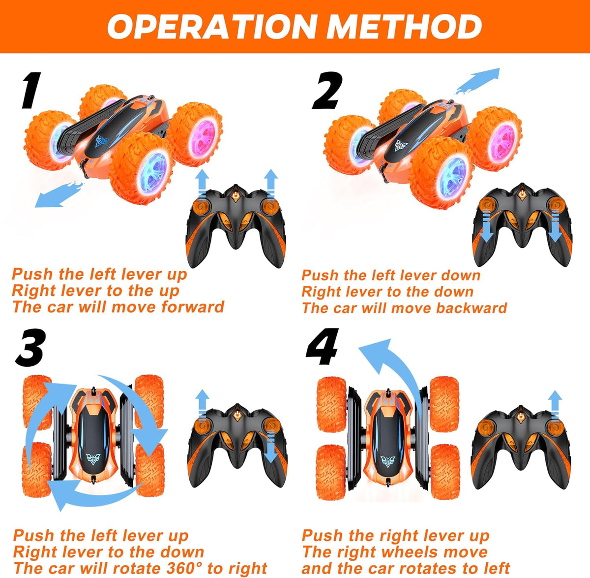 KKONES Remote Control Car - Orange - image 2