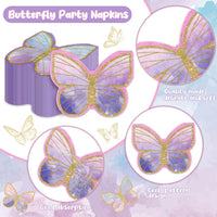 100Pcs Butterfly Napkins, Fairy Napkin - Colorful Butterfly - image 3