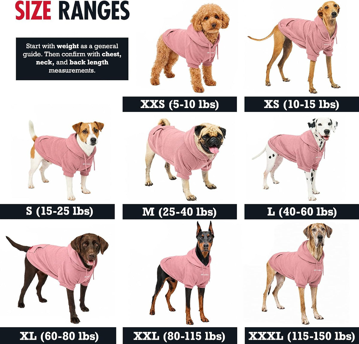 Tuff Pupper Dog Hoodie, Premium Quality Insulated Fabric - Dusty Pink / X-Large (60-80 lbs) - image 2