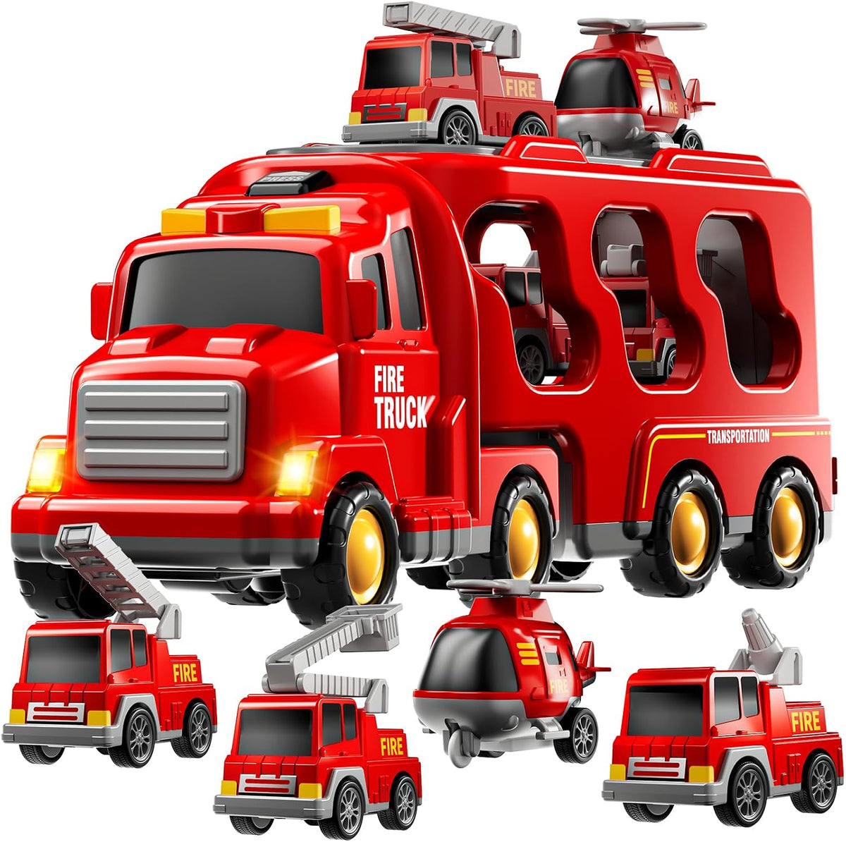 Fire Truck Toys for Kid 3-5 - Red / 5in1
