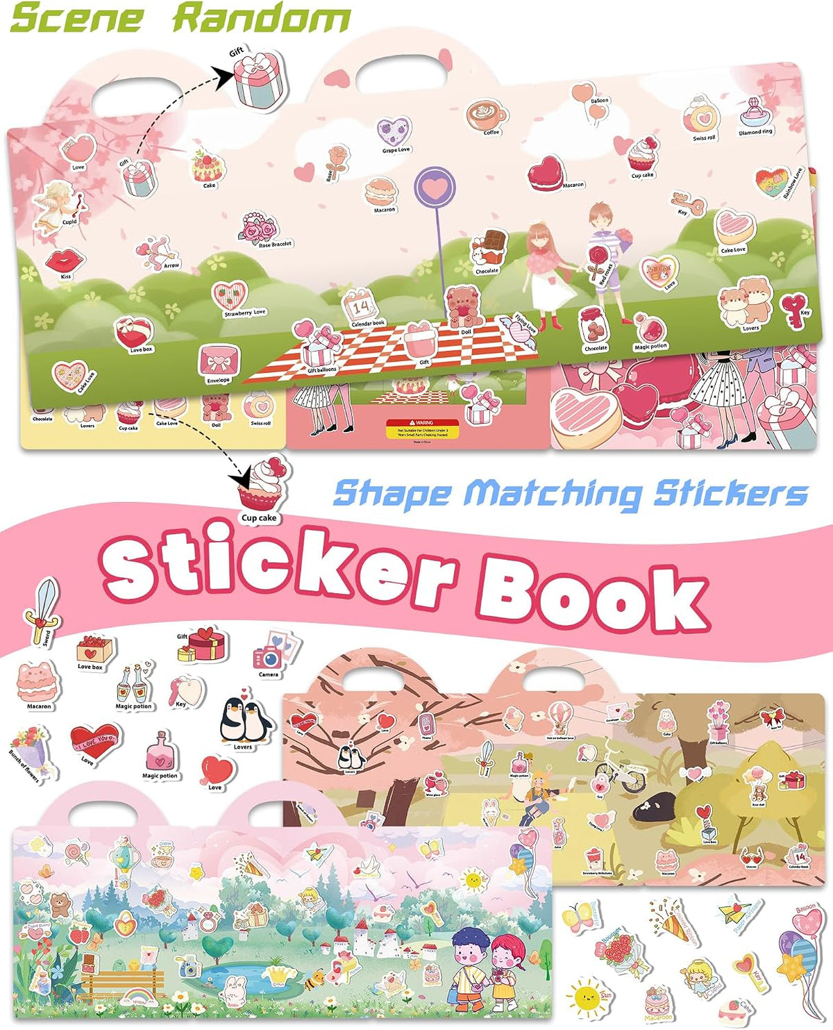 Walenced Reusable Sticker Book, Stickers for Kids - Valentines - image 3