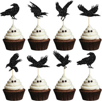 Gyufise black glitter Halloween happy birthday cake topper with half moon, house, pumpkin, ghost and - view 8