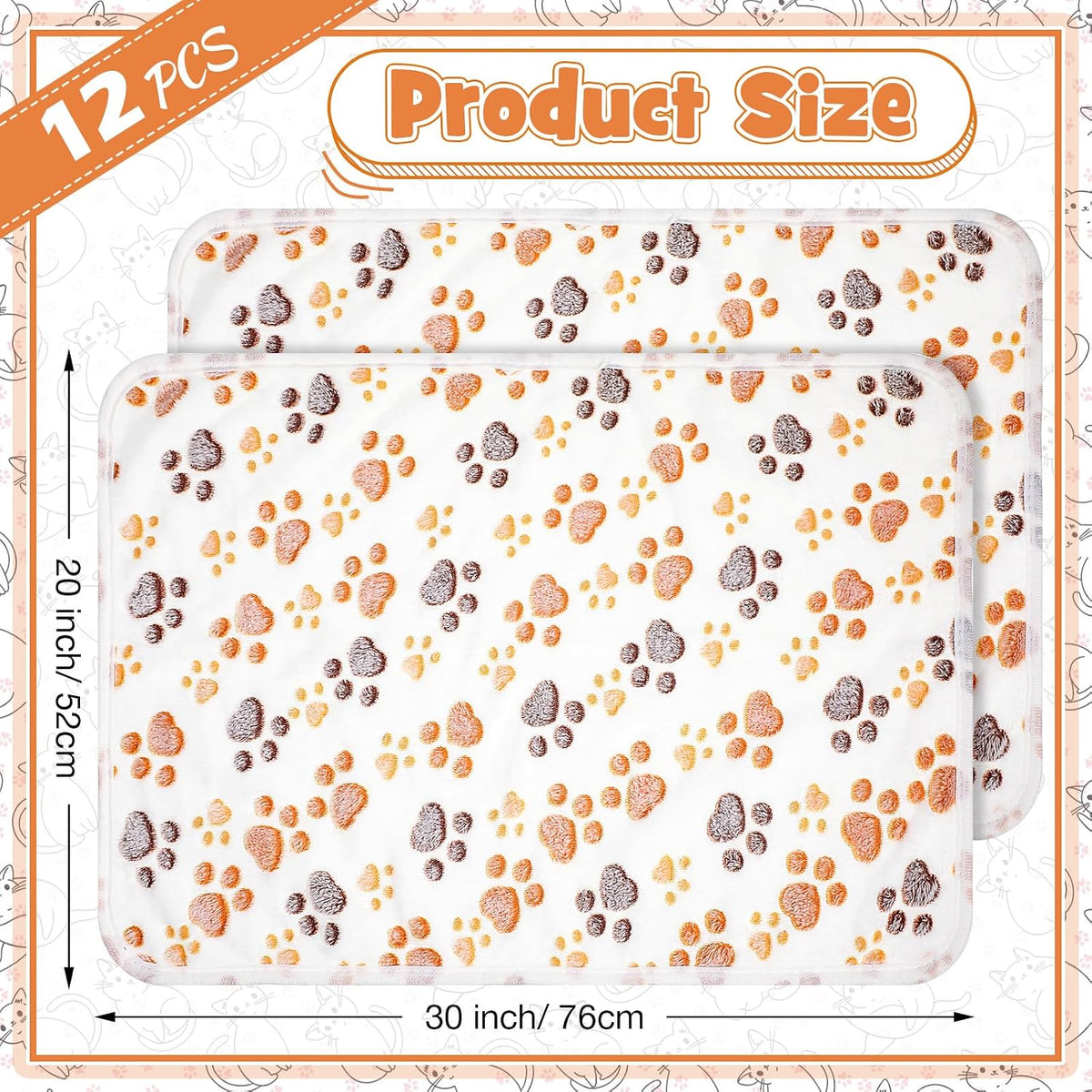 Tegeme 12 Pcs Puppy Blanket for Litter Dog Cat - White / 30 x 20 Inch - image 2