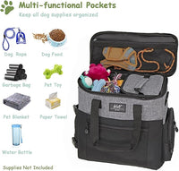 WOLT Dog Travel Bag Dog Bag for Traveling and Supplies with 2 Collapsible Bowls, 2 Food Containers, 1 Place Mat, Grey
