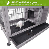 Indoor Rabbit Hutch Bunny Cage with 4 Casters - image 2