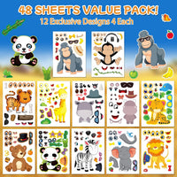 48 Fall Make-a-Face Sticker Sheets for Kids - Safari Animals - image 2