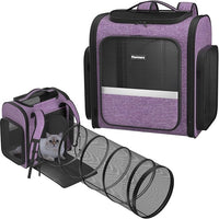 Pawtners Cat Carrier Backpacks Expandable Cat Backpack with Breathable Mesh, Pet Carrier Backpack for Cats Small Dogs Puppies Up to 18 Lbs, Dog Carrier Backpack for Travel Hiking Camping Outdoor