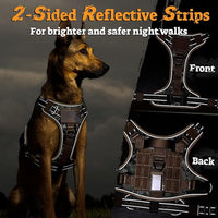 rabbitgoo Dog Harness for Large Dogs No Pull, Tactical Service Pet Vest with Molle and Control Handle, Adjustable and Reflective Military Harness for Easy Walking and Training, Brown camo, L