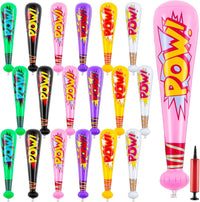 WILLBOND 18 pack 17 inch inflatable baseball bats in red, pink, blue and light blue with pump - view 6