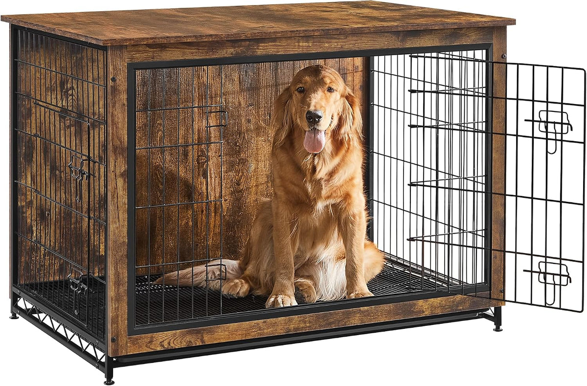 Feandrea 27.2" Dog Crate Furniture - Rustic Brown / 44.1"L x 29.5"W x 32.3"H