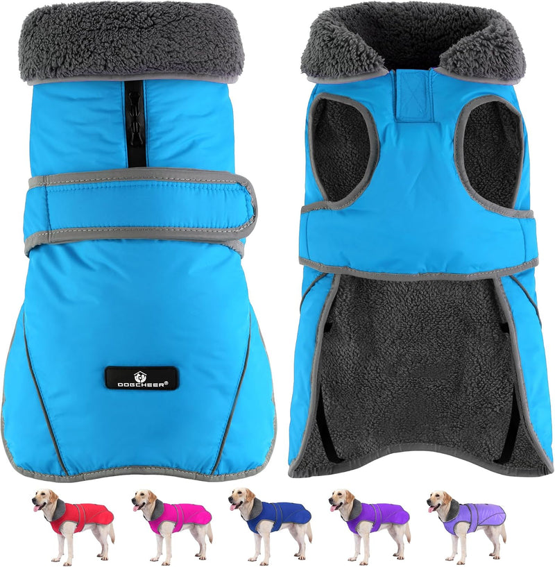 Dogcheer Dog Winter Coat, Waterproof Dog Jacket with Zipper Leash Opening – Essentials for Dogs - Sky Blue / S(Chest Girth 13.7"-18.8", Back 10.6")