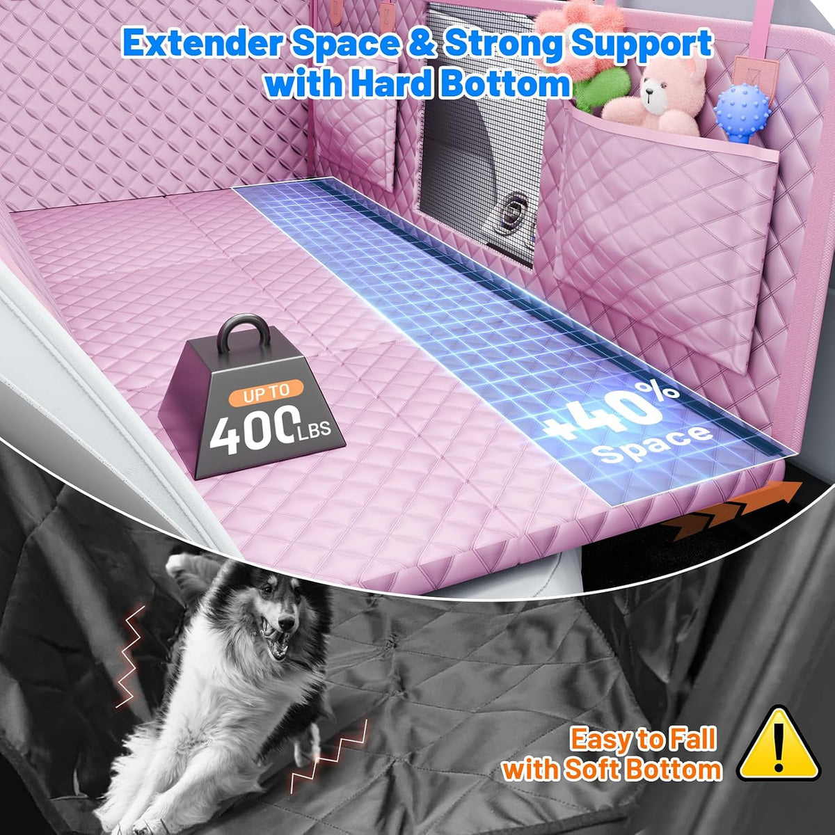 Dog Car Seat Cover for Back Seat - Pink / L - For Cars/SUV/ Sedans/MPV - image 2