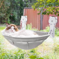 Cat Window Perch Cordless, Foldable & Stable Cat Beds - Mesh Cover / Grey