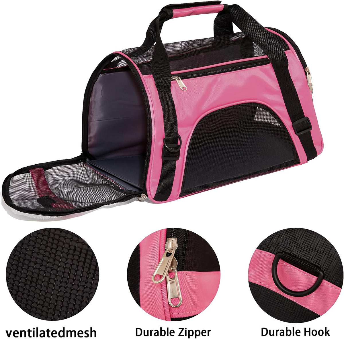 MuchL Cat Carrier for Cats Soft-Sided Travel Pat Carrier for Cat - Medium-Pink - image 4