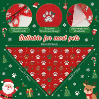 Preboun 100 Pcs Fall Paw Print Dog Bandanas Bulk - Christmas Paw Print / 25.6 x 17.7 x 17.7 Inch - image 3