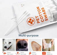 Cotton Swabs for Dogs and Cats - Cat & Dog Ear Cleaner Long Cotton Swab - Extra Large Cotton Head, Cat & Dog Ear Cleaning Kit for Puppies, Multipurpose Pet Cotton Swabs (Extra Large 100 Buds)