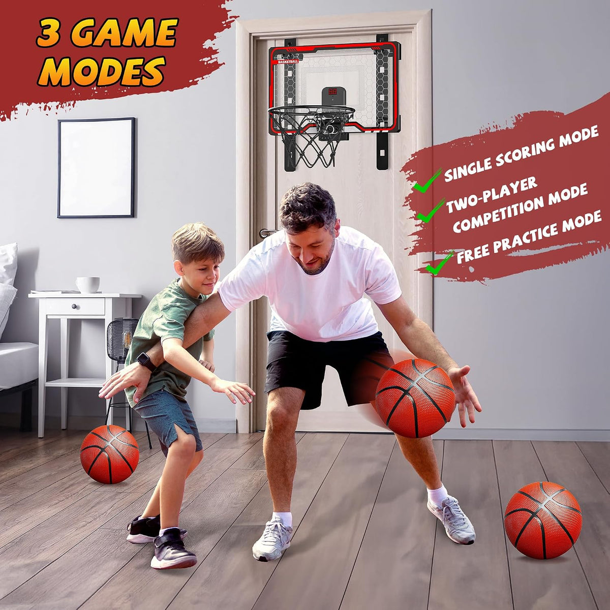 HopeRock Indoor Basketball Hoop for Kids - red adjustable basketball hoop - image 3