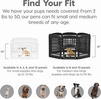 IRIS USA 24" 4-Panel Dog Playpen with Door, 35 x 35 x 24, Puppy Playpen, Dog Play Pen Indoors, Pet Fence, Puppies/Small Dogs, White