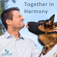 LUCKYPAW Soft Muzzle for Medium Large Sized Dogs Beagle Labrador German Shepherds, Dog Muzzle to Prevent Biting Chewing, Adjustable Breathable Mouth Guard for Grooming Walking Training(Black, XL)