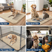 Smiry Dog Door Mat for Muddy Paws 47x24, Absorbs Moisture and Dirt Doormat, Non-Slip Washable Quick Dry Chenille Front Door Mat Indoor Entrance, Entryway Carpet for Inside Floor, Beige