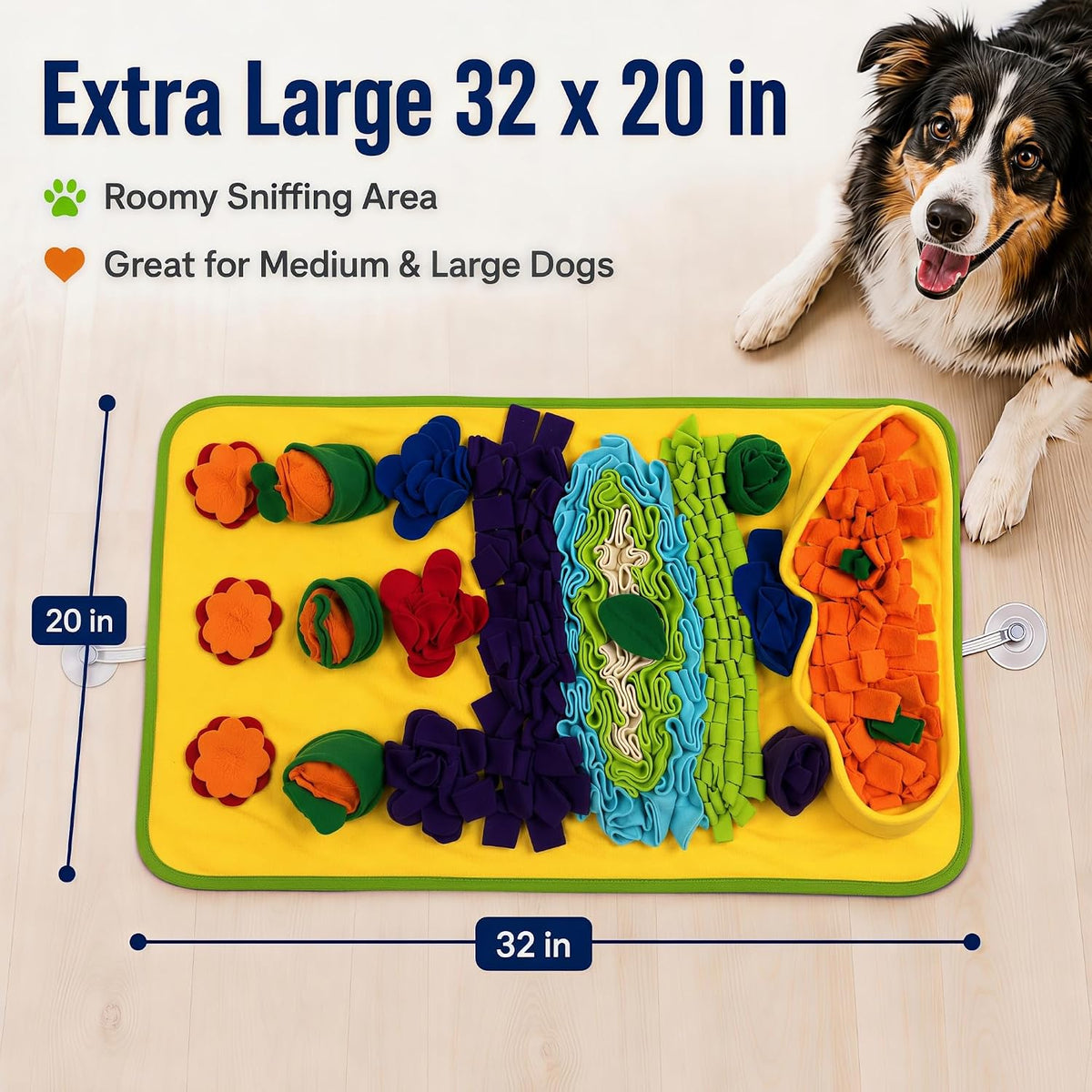 Snuffle Mat for Dogs, Extra Large 32'' x 20'' - Blue-Yellow - image 2