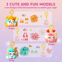 Klever Kits DIY plush keychain craft kit with kitty, puppy and rabbit models - view 2