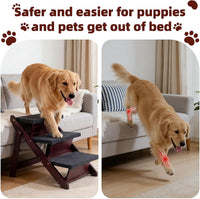 MEWANG Wooden Pet Stairs - 2 Step Foldable Ramp for Senior Dogs & Cats – Essentials for Dogs - 3 Steps – For Sofas & Low Beds (18–26 in) / 1 / 24.8" L x 17.2" W x 19.5" H - image 4