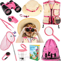 INNOCHEER Kids Explorer Kit & Bug Catcher Kit & Safari Costume Kit - Camouflage Pink