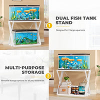 YITAHOME 10-40 Gallon Fish Tank Stand, Double-Layer Metal Aquarium Stand for Reptile Turtle Terrarium Breeder, White