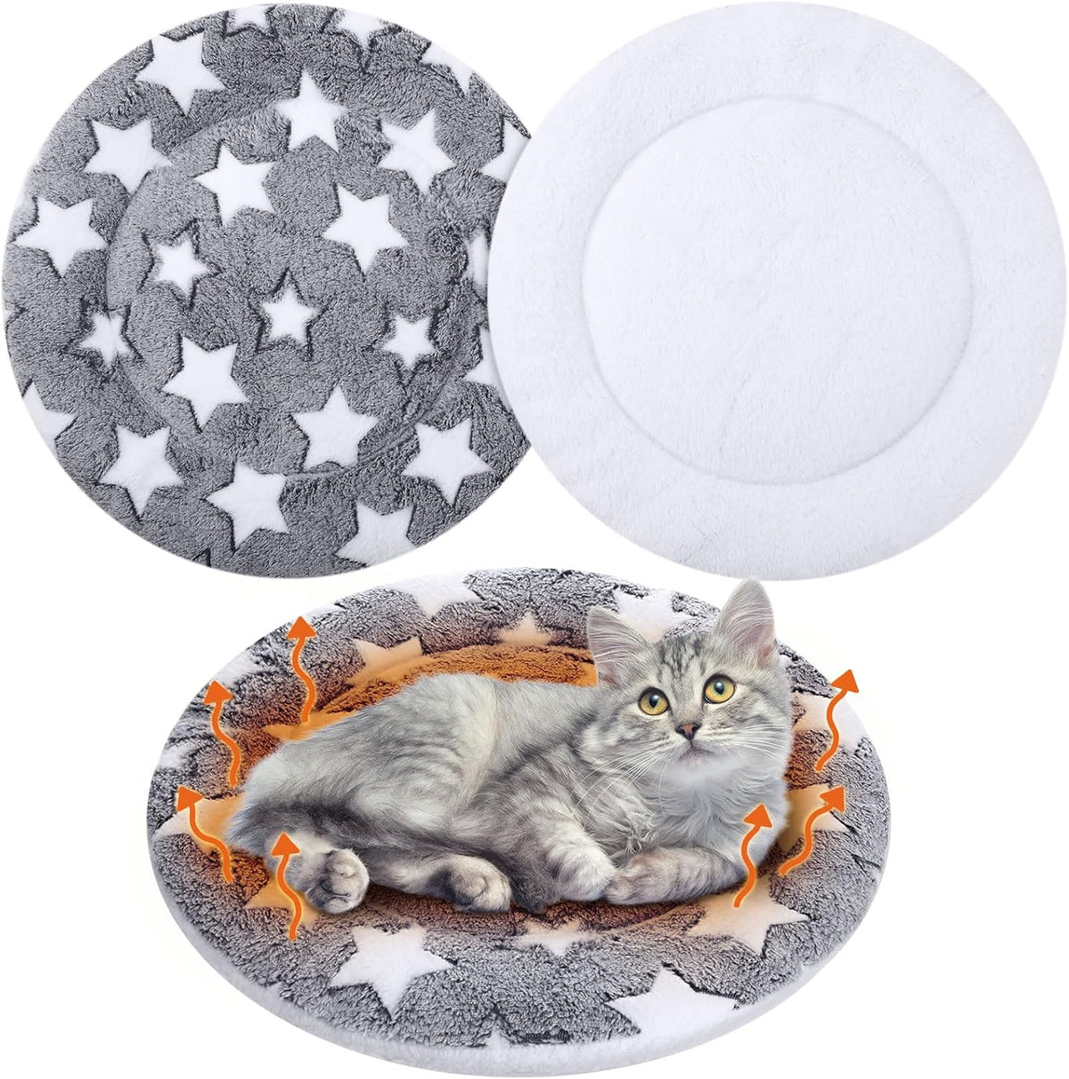 VitalCozy 2 pack of 16 inch self heating cat pads with star pattern