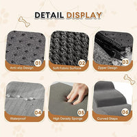Romrol Dog Stairs Ramp for Beds Couches, 15.7” H 33D Extra Wide Pet Steps with Durable Non-Slip Waterproof Fabric Cover, Dog Slope Stairs for Small Dogs and Cats or Pets Friendly, 3-Tiers, Grey